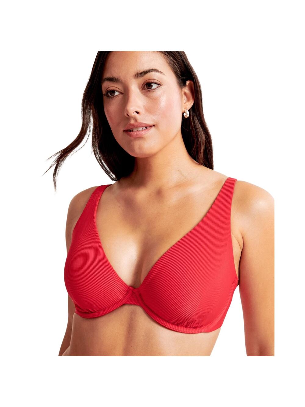 NWT Abercrombie & Fitch Curve Love High Apex Underwire Bikini Top Red Size XXS